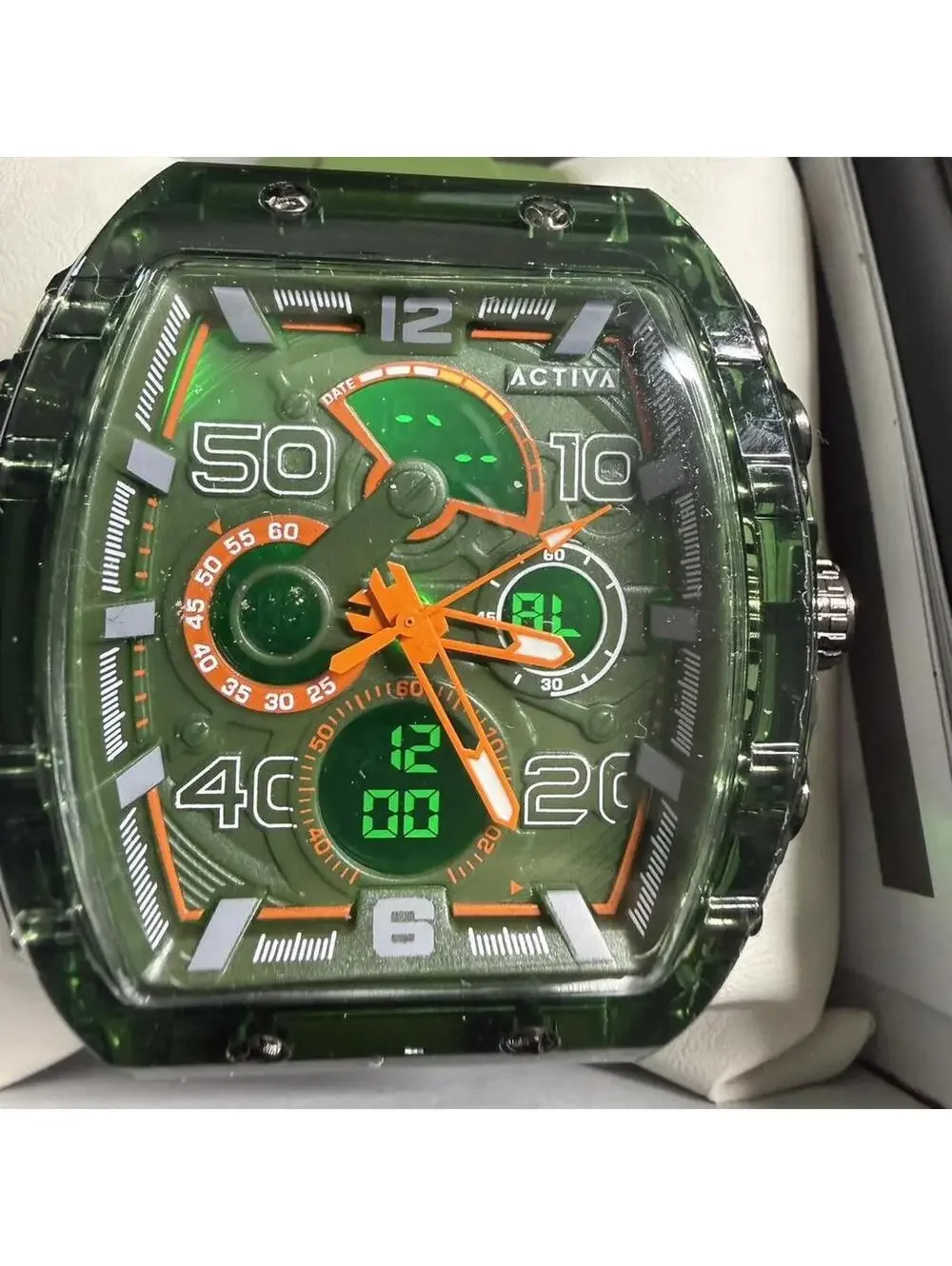 Activa Men's Watch Quartz Analog/Digital Army green/ 45mm